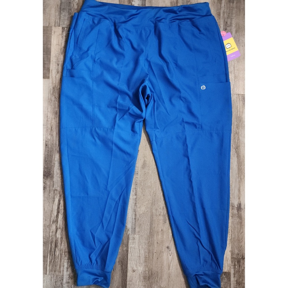 WonderWink Scrub Pants Womens 2X Tall Royal Blue W123 Cargo Jogger 5555T